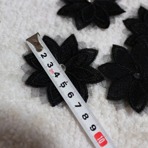 Black Lace applique,5pcs flower appliques,3D lace sticker image 4