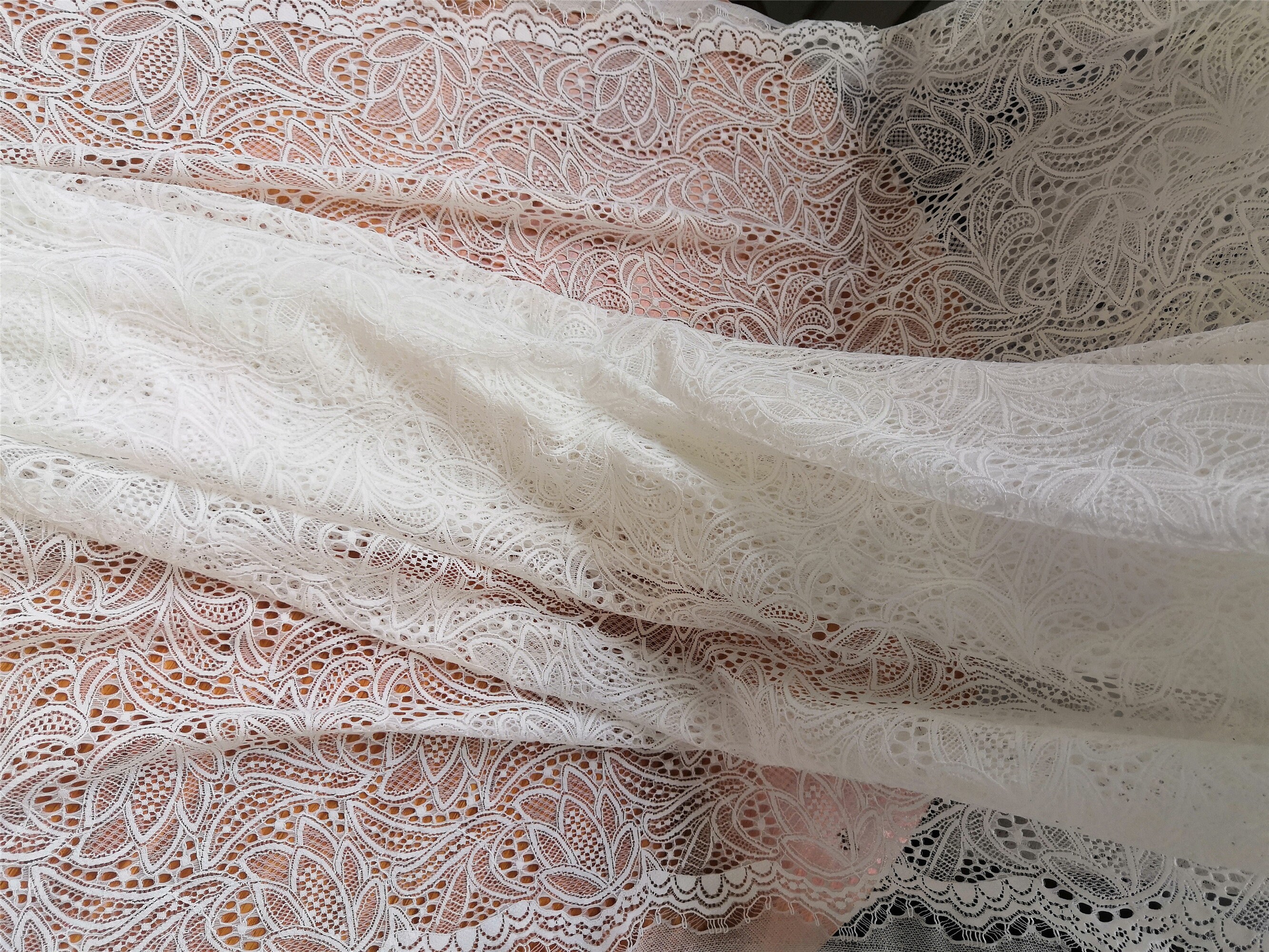 Stretch lace Fabric / off White Stretch Lace / Floral lace Etsy