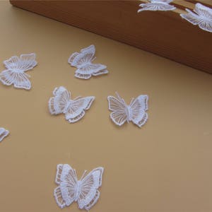 May include: White lace butterfly appliques, perfect for adding a delicate touch to crafts, clothing, or home decor.