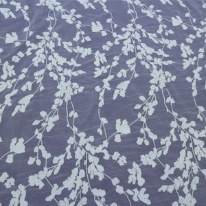 Tessuto ricamato con foglie di seta beige,Ricamo in seta e cotone su tessuto di seta foglia,Salvia di seta di cotone,Tessuto chiffon increspato di seta-DF3405