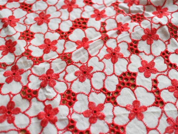 Red cotton lace fabric online