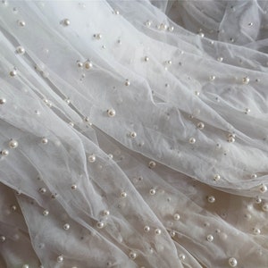 More beads wedding veil,bridal tulle with big and small beads ,off white VERY Soft Drape Wedding Net Veil with beads
