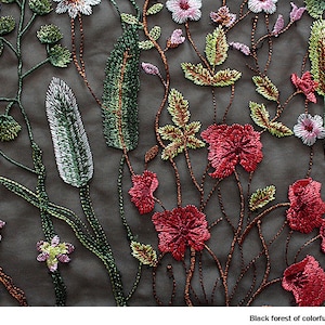black forest of colorful butterflies embroidery lace fabric ,black Dress lace sell by yard