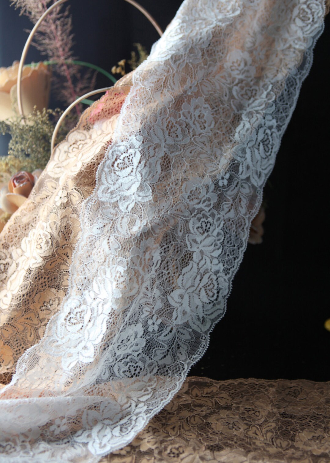 Rustic Lace Ribbon DIY Lace Ribbon ,ivory Lace Fabric,vintage Lace Ribbon - White Floral ...