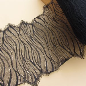 Eiskunstlaufstoff, Schwarze Spitze, 3 Meter von der weißen französischen Chorspitze, Exquisite Eyelash Spitze Trim, Hochzeits-Spitze Stoff