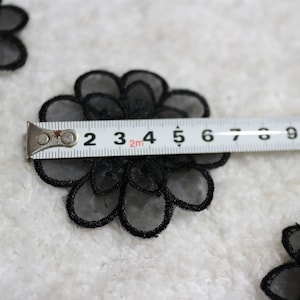 Black Lace applique,5pcs flower appliques,3D lace sticker image 6