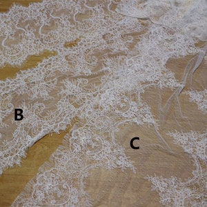 Alencon Lace by yard,Chantilly corded Lace, off white Lace Fabric,wedding lace for Veil, Dress, Costume, Craft Making