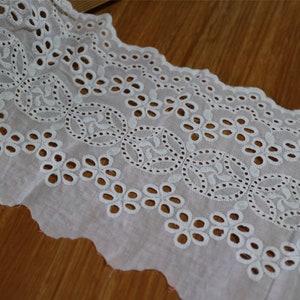 Antique lace fabric Floral Cotton Lace Trim in pure white, hollow up white Cotton Lace Trim, Floral Lace for Girls, Women, Clothings