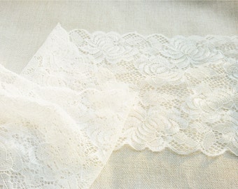 off Wide Stretch Lace Trim sell by yard,black stretch lace trim