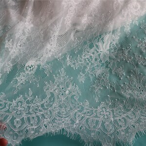 Chantilly Wimpern Spitzenstoff in weiß für Brautkleider, 150 cm weiße Wimpern Spitze, schwarze Wimpern Spitze -
