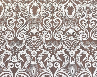 Baroque lace fabric by yard , off white lace fabric Embroidery lace fabric-LSME0006