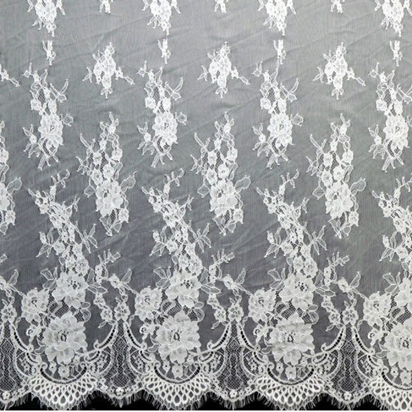3meter eyelash rose  lace fabric  , Chantilly Eyelash ivory white Lace Fabric by yard   for Wedding Gowns, Bridal Veils