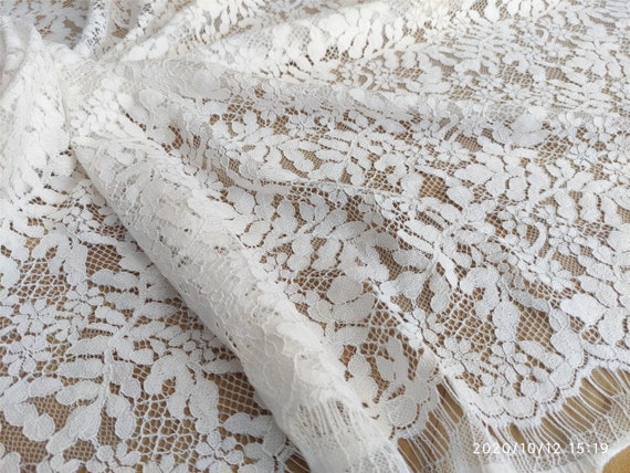Ivory cotton lace fabric deals