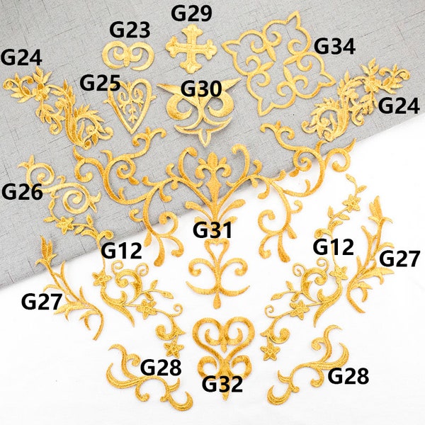 Gold patch, Gold applique ,DIY patch --2pcs