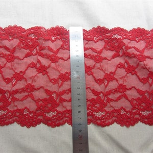 Stretch lace trim ,Red lace edges, Wide Stretch Lace Trim. 7,1yard image 3