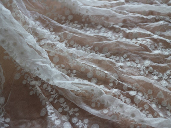 White cotton crinkle chiffon fabric 36 wide