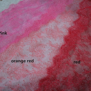 Rote Chantilly Spitze trimmen, orange rote Wimpern Spitze Trim mit Schnur zum Nähen, Schals, Rock, Dessous Spitze