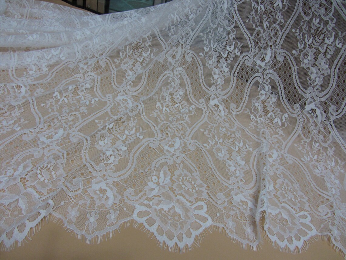 White Chantilly Lace Fabric Sold by Yardrose Lace Fabric Etsy