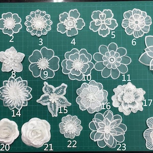 off white Lace applique,flower appliques,3D lace sticker