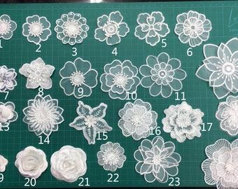 off white Lace applique,flower appliques,3D lace sticker