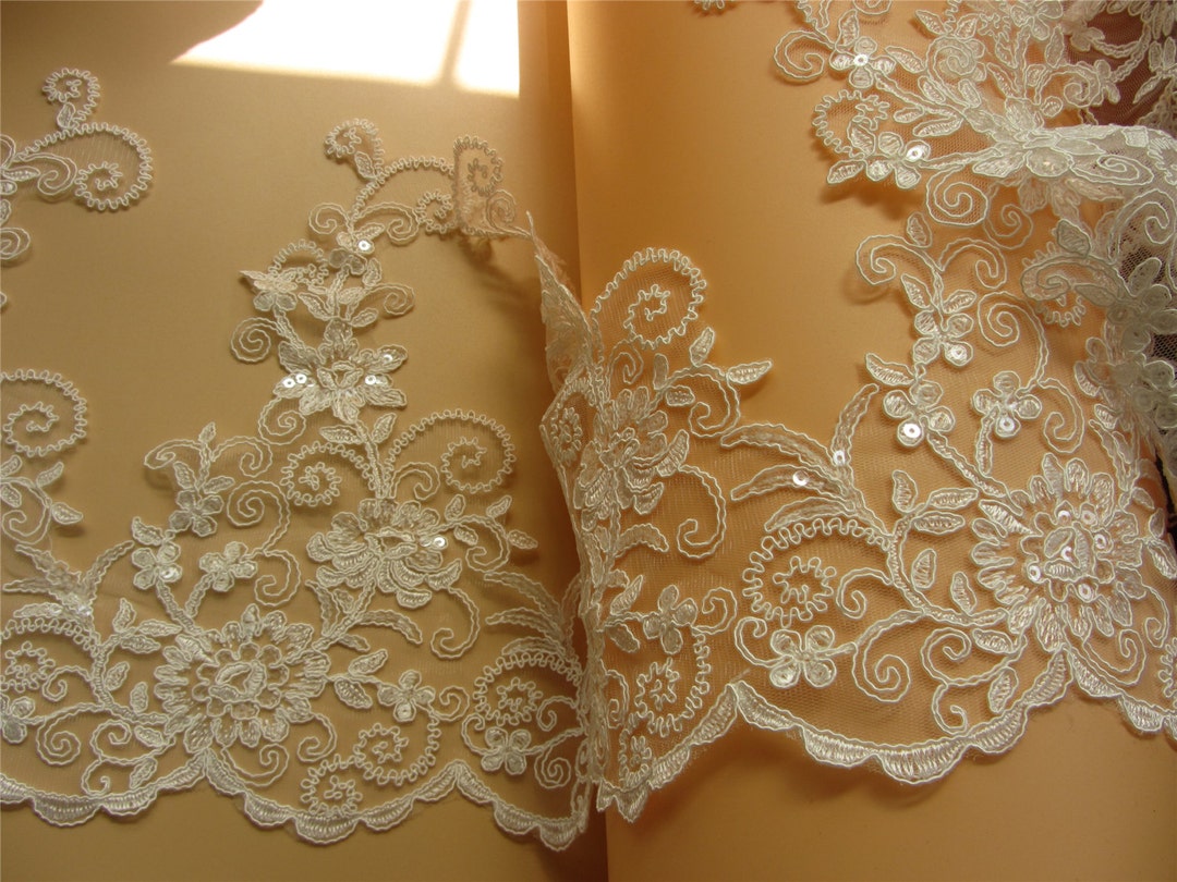 Bridal Veil Dress Supply off White Alencon Lace Trim Wedding Lace Ivory