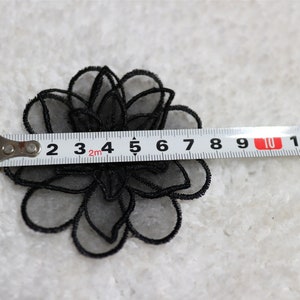 Black Lace applique,5pcs flower appliques,3D lace sticker image 7