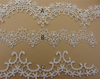 collana vintage bianca rifiniture in pizzo / rifiniture in pizzo / pizzo solubilità / rifiniture in pizzo bianco - 1 iarda, Schiffli Lace-LLPT004-made lace, Chemical Lace