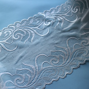 20cm breit aus weiß Floral Jakobsmuschel Edge Stretch Lace trim, Hochzeit Spitze-off weiß