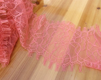Watermelon Red lace trim,3yards Eyelash Lace trim ,dress wedding lace ribbon,DIY Chantilly  lace