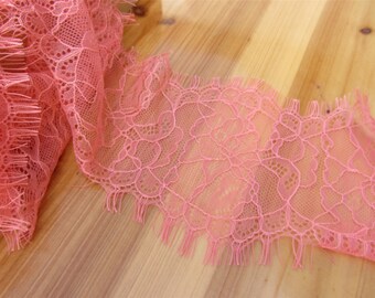 Watermelon Rouge dentelle garniture, 3yards Eyelash Lace trim , ruban de dentelle de mariage robe, dentelle Chantilly DIY