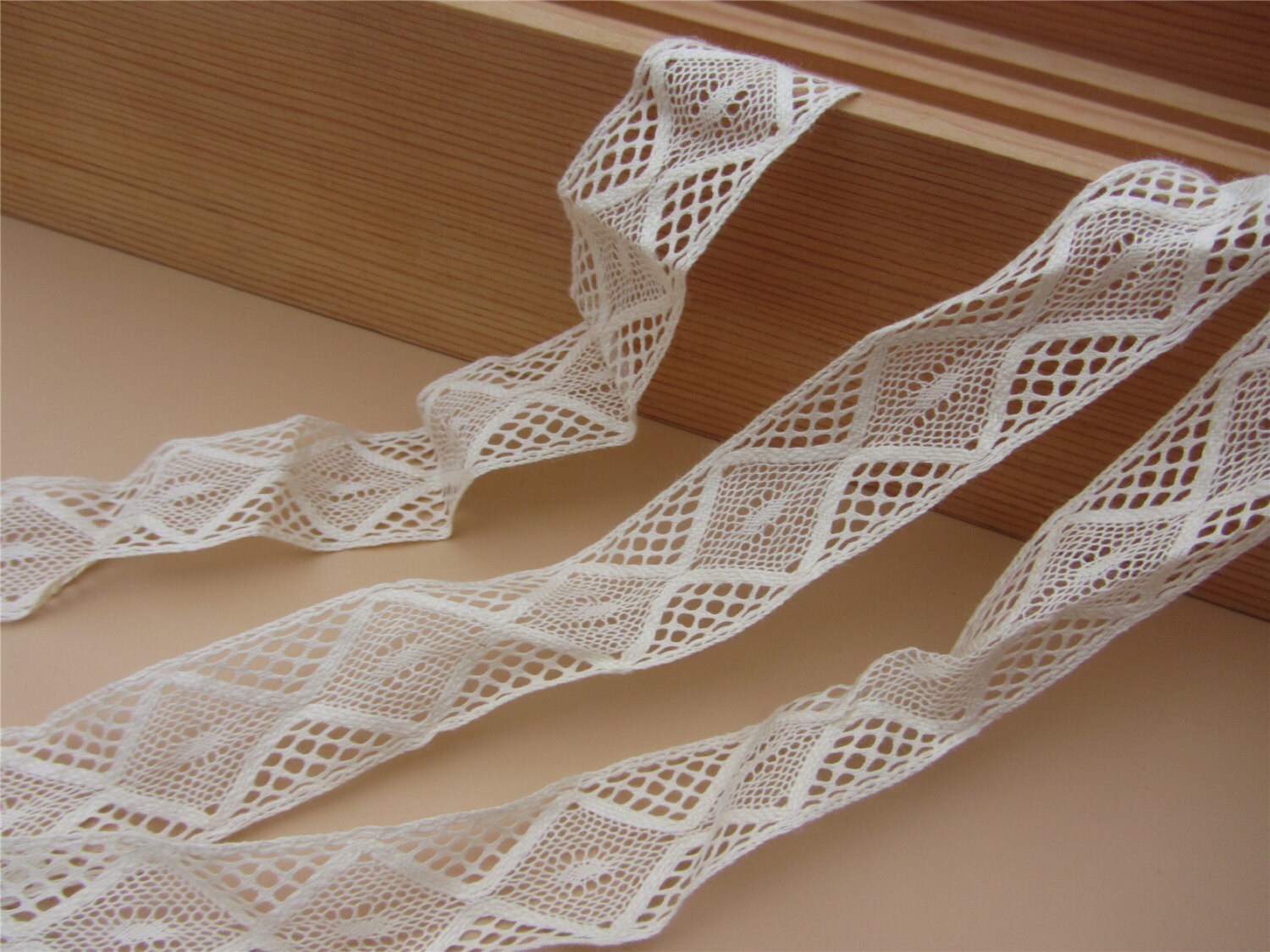 Cotton Lace Trim By The yard 1" 25mm Crocheted Lace Ribbon