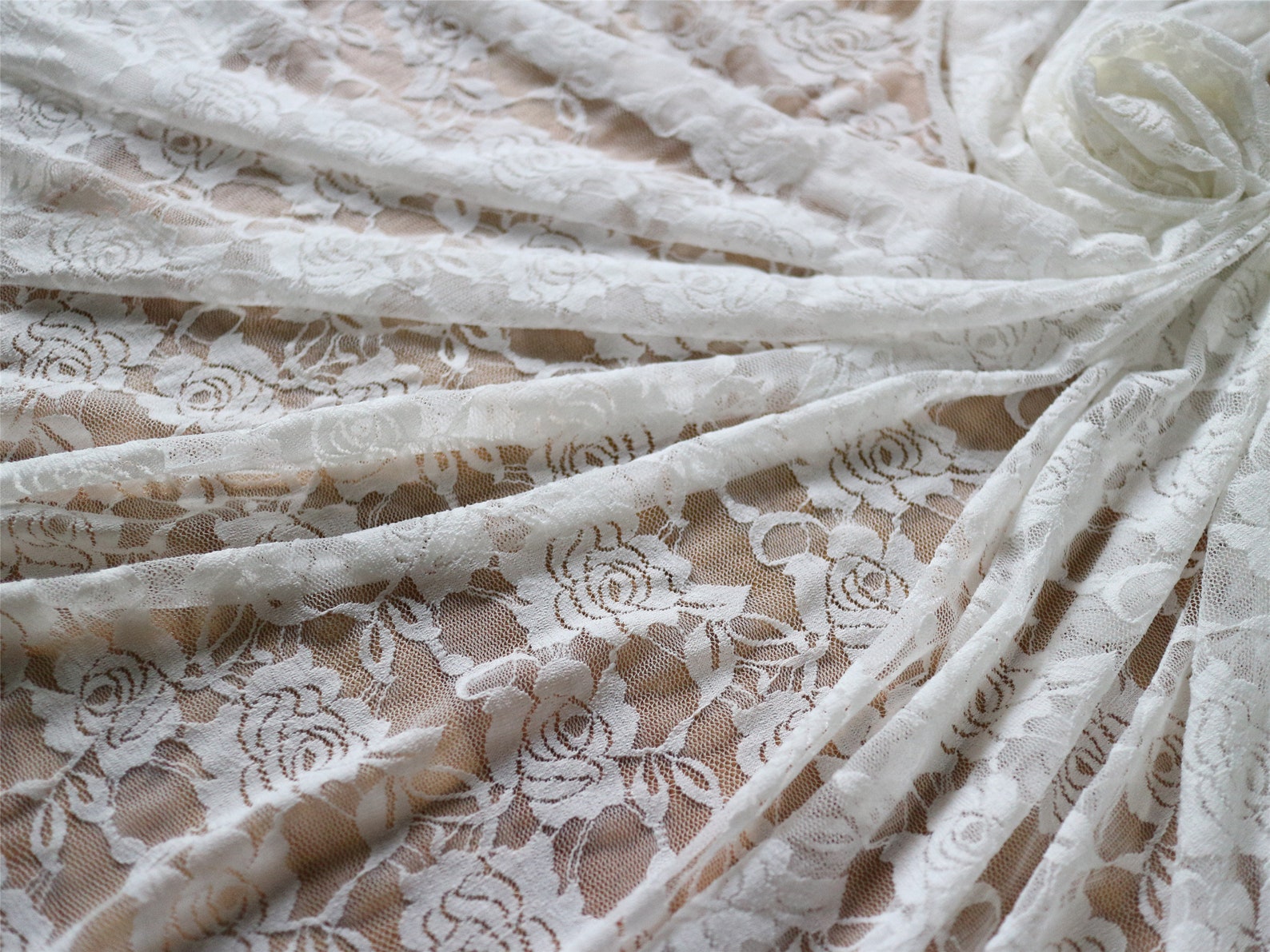 white wedding lace fabric