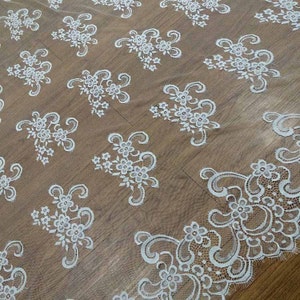Chantilly Eyelash lace,off white Lace Fabric by yard   for Wedding Gowns, Bridal Veils, Mantilla,59“ eyelash lace fabric, black lace fabric