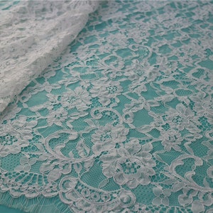 High quality Off White Wedding corded Lace Fabric, Ivory lace fabric, Wedding lace, Spanish style, Gorgeous Ivory Alencon Lace Fabric