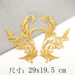 Gold applique ,embroidery patch 1pair2pcs image 9