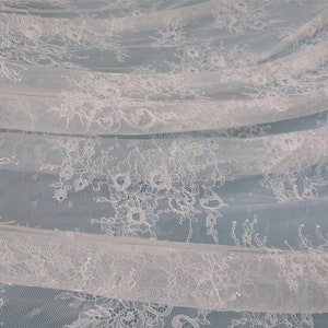 Chantilly Eyelash Lace Trim, Chantilly Lace Fabric, 59 inches Wide for Veil, Dress, Costume, Craft Making image 3