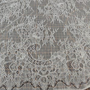 Hight quality ivory lace Fabric ,off White Chantilly Lace fabric for wedding,Lace trim image 7