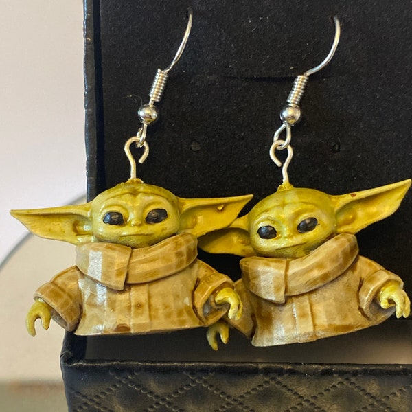 Star Wars Grogu (baby yoda) earrings hand painted