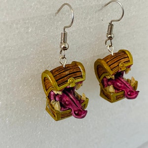 Dungeons and dragons (d&d, dnd) Mimic drop earrings