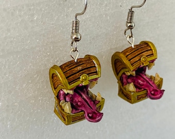 Dungeons and dragons (d&d, dnd) Mimic drop earrings