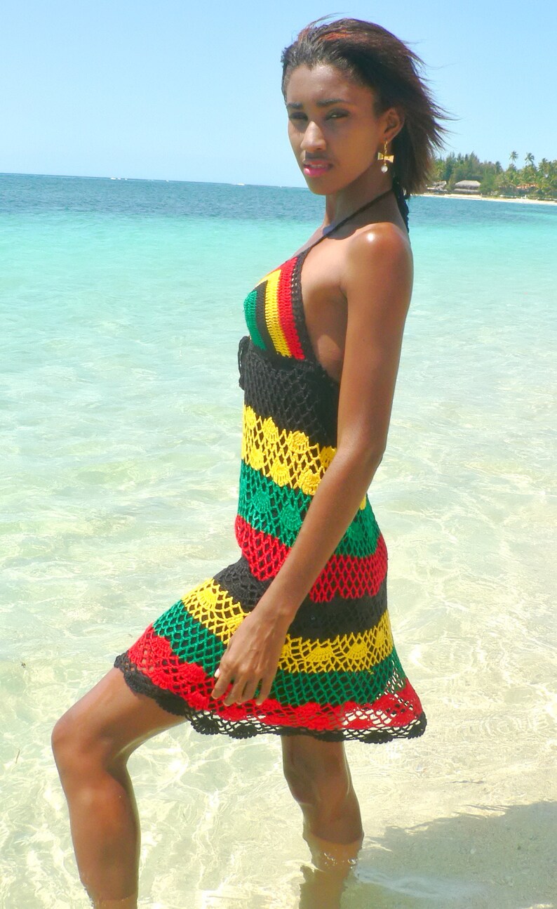 Handmade Crochet Dress 01 Jamaican or Rasta Colors Choice Etsy UK