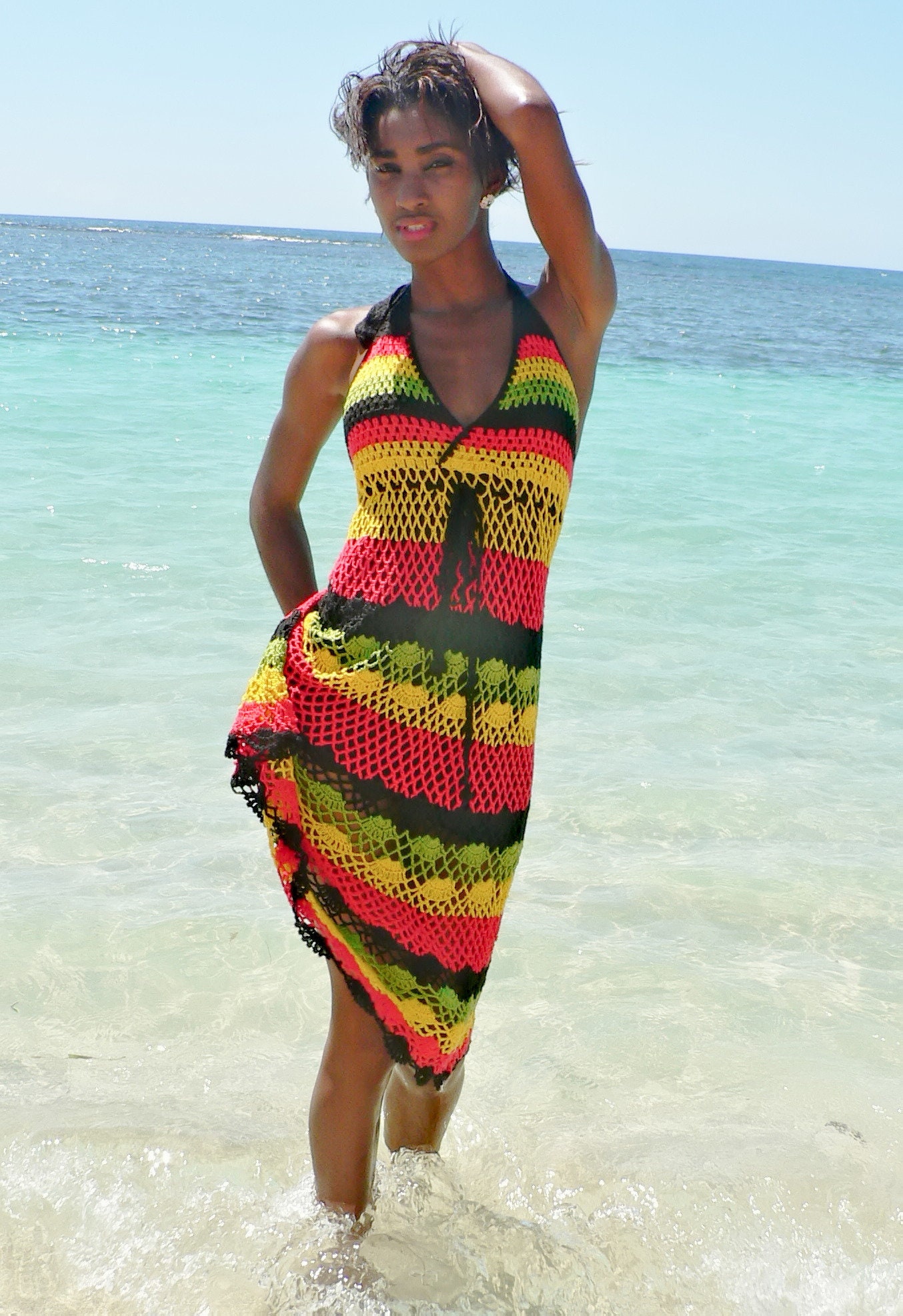 Jamaica, clothing, bandana, reggae, Caribbean heritage attire - women dress  size