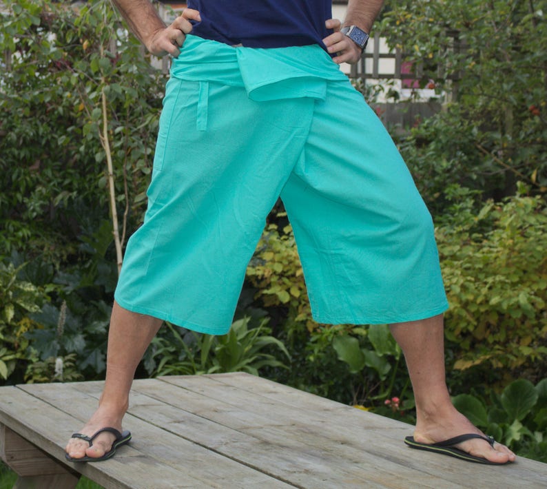SHORT Thai FISHERMAN Pants 100 Cotton Solid Colors With Side Etsy