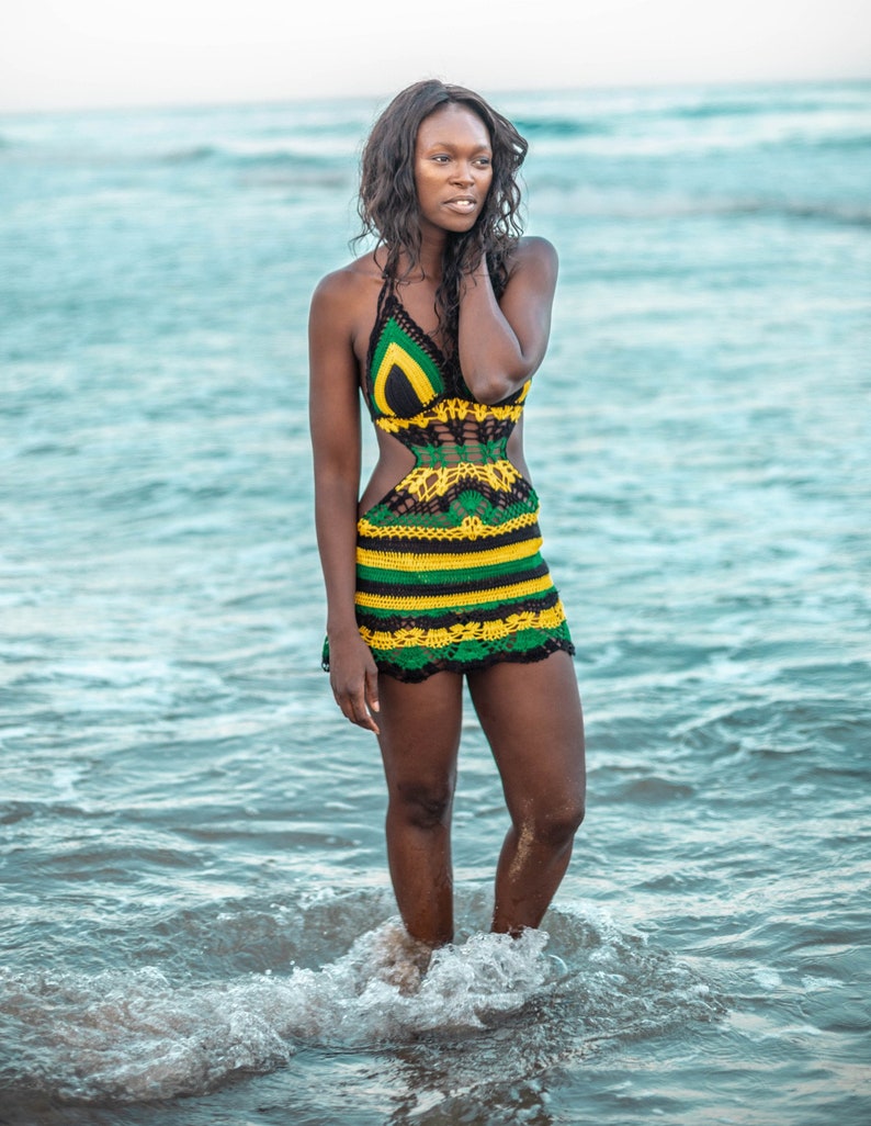 JAMAICAN COLORS Handmade crochet dress see trough 04. Bikini Etsy