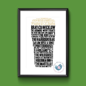 Os pubs e clubes de BRAY Co Wicklow por The Word Bird Word Art