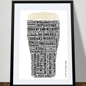 Ein (A3) Word Art Pint mit den Dubliner Pubs von The Word Bird Word Art
