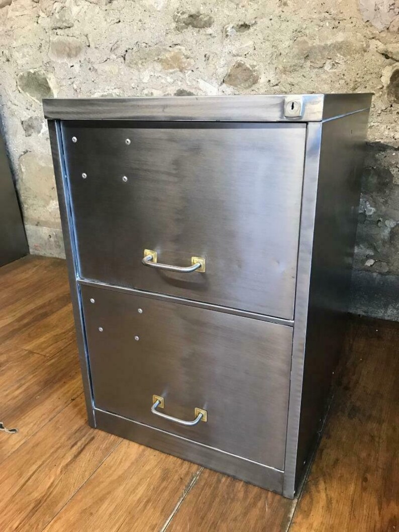 Vintage 2 Drawer Industrial Stripped Metal Filing Cabinet With Etsy