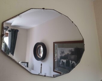 Large stunning original art deco 1930s bevelled mirror 12 sided