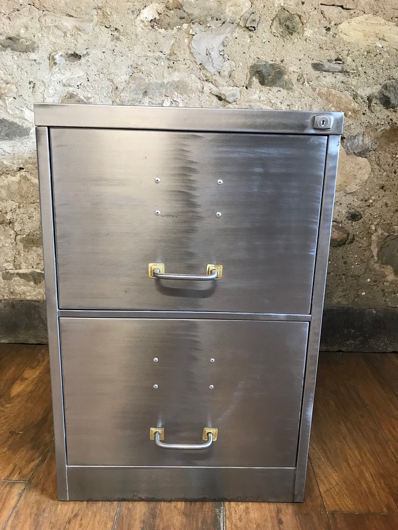 Vintage Filing Cabinet 2 Drawer Stripped Metal Filing Cabinet Etsy