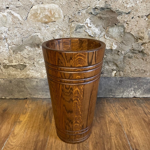 Antique victorian solid oak umbrella stand